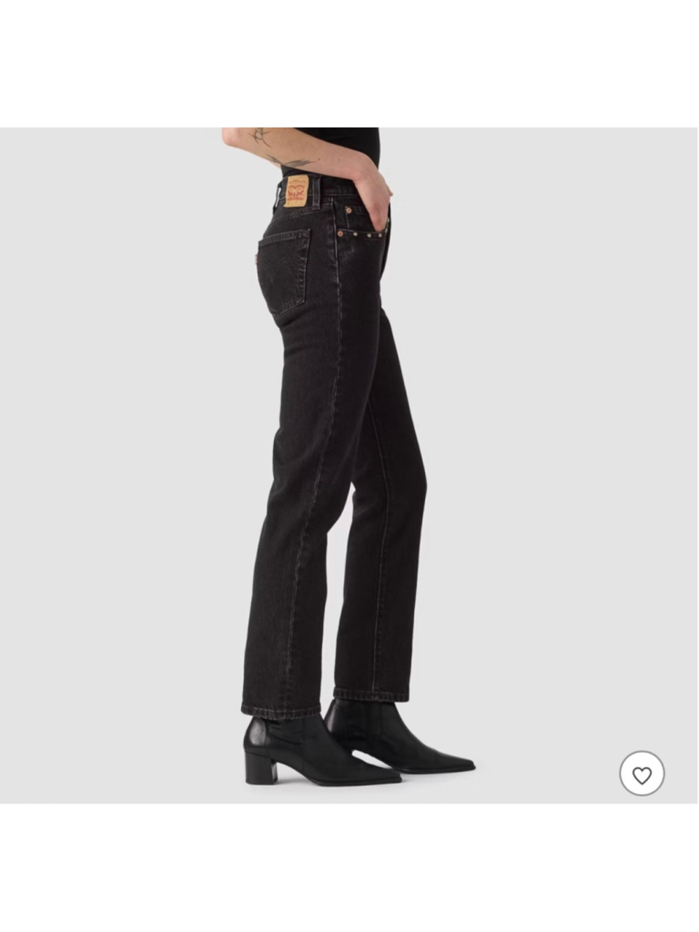 Women's Levi's Black 501 Original Straight Leg La La Jeans Size 26 Studded - Picture 2 of 12